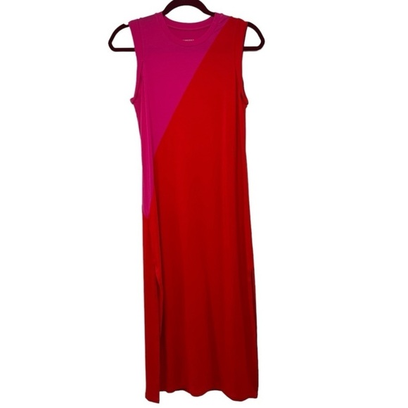 Summersalt The Everywhere Colorblock Pink Red Jersey Knit Midi Dress Women’s XS - Picture 2 of 6